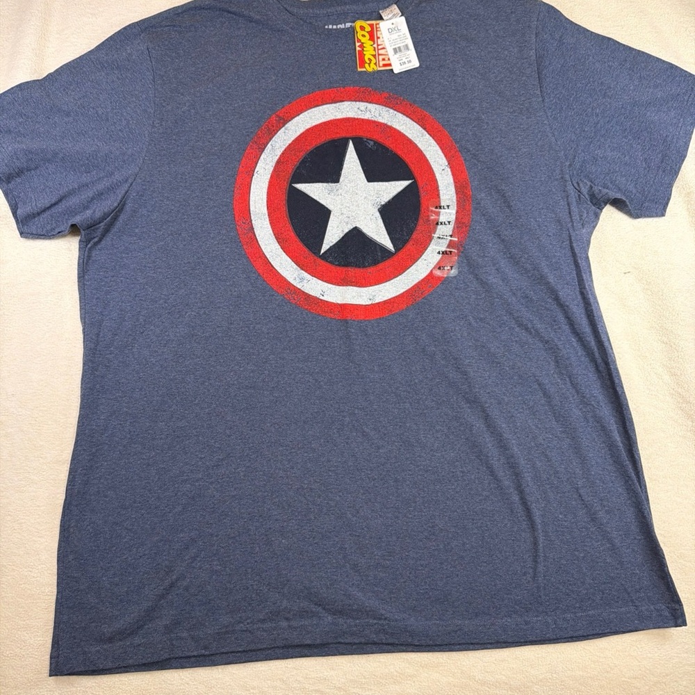 Marvel Captain America Shield T Shirt 4XLT Big Tall Navy NWT